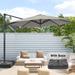 FLAME&SHADE 11ft Round Outdoor Patio Offset Hanging Cantilever Umbrella with Base for Garden Deck and Poolside Gray