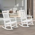 CHYVARY 2 Peak Patio Adirondack Chair Plastic Single Chairs Rocking Chair Fire Pit Outdoor Lounge Chair for Lawn and Garden White