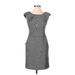 Banana Republic Casual Dress - Sheath Scoop Neck Short sleeves: Gray Print Dresses - Women's Size 4