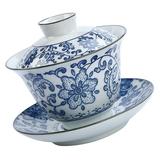 1 Set Ceramic Tea Cup With Lid Saucer Gaiwan Tea Cup Porcelain Kungfu Tea Bowl Chinese Tea Bowl China Traditional Teacup Tea Ceremony Accessories