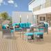 Sonerlic 6-Piece Patio Sofa Set Widened Back and Arm PE Rattan Outdoor Furniture Set Suiting Backyard Poolside and Patio Lake Blue