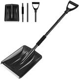 Snow Shovel 2024 New EC36 Upgrade Large-Capacity Lightweight Aluminum Portable Snow Shovel Parent-Child Playing Snow Shovel Shovel for Garden Car Camping with Extra Ice Scrape(Black)