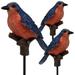 Hand Painted Bluebird Plant EC36 Stakes - Set of 3 Decorative Garden Accent DÃ©cor for Indoor/Outdoor Use - Perfect for Bird Lovers - 10 Height with Metal Stake