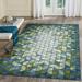 Marina Indoor/Outdoor Power Loomed Synthetic Blend Low Profile Area Rug - Transitional Contemporary (Triangle Border Grotto) (6 6 X 9 4 )