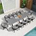 LEAF 9 Pieces Patio Dining Sets All-Weather Wicker Outdoor Patio Furniture with Table All Aluminum Frame for Lawn Garden Backyard Deck Outdoor Dining Sets with Cushions and Pillows Grey