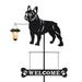 BAYN Solar French Bulldog EC36 Silhouette Dog Breed Welcome Sign with a Lantern Outdoor Decorative Garden Stakes for Yard Lawn Patio Pathway