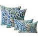 Set Of 4 Indoor / Outdoor Pillows - 20 Square Throw Pillows & Rectangle / Lumbar Decorative Throw Pillows - Sapphire Blue Green Turquoise Gray Bohemian Elephant Menagerie Sapphire Fabric