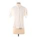 Uniqlo Short Sleeve Button Down Shirt: Ivory Tops - Women's Size Small