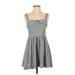 FP BEACH Casual Dress - Fit & Flare: Gray Grid Dresses - Women's Size X-Small