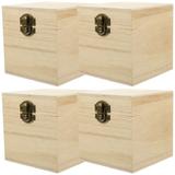 4pcs Wood Gift Box Wooden Keepsake Box with Lock Small Wooden Box Gift Packing Box Vintage Box