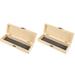 2 Count Pencil Case for Kids Wooden Students Stationery Supply Storage Box Child