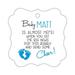 Darling Souvenir Baby Boy Personalized White & Blue Baby Shower Hang Tags -50 Tags