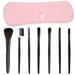 Travel Makeup Brush Holder Button Type Makeup Brush Organizer Case Silicone Makeup Brush Bag with 7 Brush Cosmetic Brush Holder Travel Essentials for Women - Pink