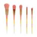 5pcs in 1 Set Pink Hair Makeup Brushes Portable Cosmetic Brushes Yellow Crystal Scatter Cone Shape Brushes Transparent Handle Makeup Tools Set