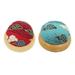 2 Pcs Japanese Style Wooden Base Pin Cushion Lovely Cloud Printing Needle Cushion DIY Handcraft Sewing Tool Supplies(Light Blue Red Style)