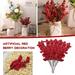 Travelwant 10Pcs Artificial Red Berry Stems Branches Fake Burgundy Berry Picks Faux Holly Berries for Christmas Tree Xmas Wreath Decorations Floral Arrangements Halloween Holiday Home