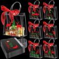 Paterr 36 Pcs Christmas EC36 Clear Gift Bags with Reusable Clear Party Favor Bags with Handles PVC Transparent Gift Bags for Wedding Birthday Baby Shower Party (Red Green 7.8 x 7.8 x 3.1 Inches)