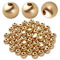 50pcs 8mm Gold Spacers EC36 Beads Brass Round Spacer Beads Ball Beads Rondelle Bead Spacer Loose Beads Craft Supplies for DIY Jewelry Bracelet Making