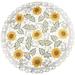 Embroidered Open Weave Sunflower And White On Ivory Round Table Topper Large Doily (33 Inch Round)