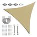ColourTreeUSA Triangle Sun Shade Sail w/Hardware Kit + Cable Ropes HDPE Mesh Fabric Screen Canopy UV Block 190 GSM 12 x 12 x 12 - Sand Beige