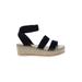 Dolce Vita Wedges: Strappy Platform Boho Chic Black Solid Shoes - Women's Size 9 1/2 - Open Toe