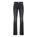 Pinko , Black Flare-Fit Jeans with Love Birds Embroidery ,Black female, Sizes: W25, W29, W30, W26, W28