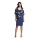 Joseph Ribkoff , Floral Chiffon Overlay Midi Dress ,Blue female, Sizes: 4XL, 5XL, 6XL, 3XL