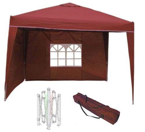 Lex Alu Pavillon Faltpavillon 3x3m Gartenpavillon Gartenzelt Partyzelt Wasserdicht Burgundrot : Burgundrot Image