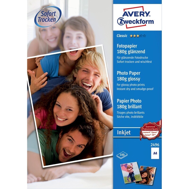 Avery Zweckform AVERY® Zweckform Classic Inkjet Fotopapier, DIN A4, einseitig beschichtet, 180 g Image
