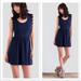 Anthropologie Dresses | Anthropologie Francesca’s Scalloped Navy Dress Size Medium Preowned | Color: Blue | Size: M
