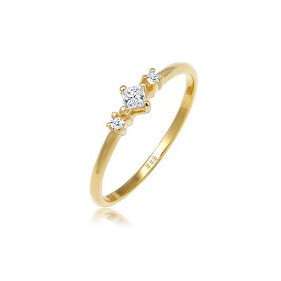 Verlobungsring ELLI DIAMONDS "Prinzessschliff Diamant (0.13 ct) 585 Gelbgold" Gr. 56, gold, Fingerringe, Damen, 56mm, 0.006 ct P1 = bei 10-facher Vergrößerung erkennbare Einschlüsse, Gelbgold 585, 1.2mm Image