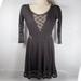 Free People Dresses | Free People Cutout Lace Dress Peekaboo Gray A-Line Skater Xsmall | Color: Gray | Size: Xs