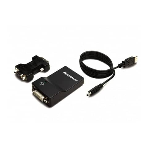 Lenovo Monitoradapter,USB-3.0 zu DVI/VGA,20cm,schwarz Image
