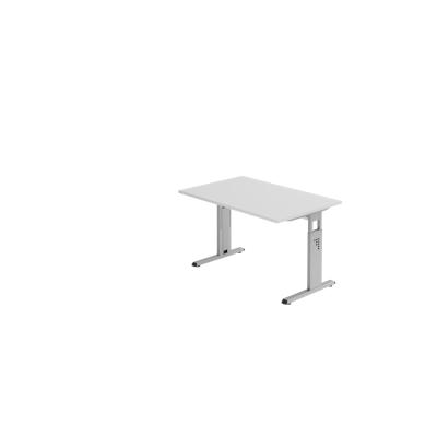 Hammerbacher-Schreibtisch C-Fuß 120x80cm Grau/Silber-VOS12/5/S