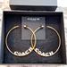 Coach Jewelry | Coach Earrings 3 Inch Large Hoops With Rhinestones Goldtone In Color Hoops | Color: Gold/White | Size: Os