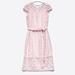 Jessica Simpson Dresses | Jessica Simpson Lace Midi Dress Size 8 Blush Pink Scalloped Chain Collar Belted | Color: Pink | Size: 8