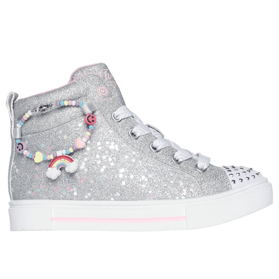 Skechers Girl's Twinkle Toes: Twinkle Sparks - Charm Bestie Sneaker | Size 11.0 | Silver | Synthetic/Textile