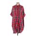 Casual Dress - Shift Collared Short sleeves: Red Plaid Dresses - Women's Size Small