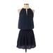 Ramy Brook Casual Dress - DropWaist Keyhole Sleeveless: Blue Solid Dresses - Women's Size Small