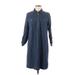 Anne Klein Casual Dress - Shift Collared 3/4 sleeves: Blue Print Dresses - Women's Size 6