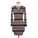 No Boundaries Casual Dress - Sweater Dress: Brown Stripes Dresses - Women's Size Medium