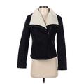 Aqua Fleece Jacket: Short Black Print Jackets & Outerwear - Women's Size X-Small