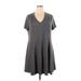 Torrid Casual Dress - Mini V-Neck Short sleeves: Gray Dresses - Women's Size 1X Plus