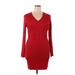 No Boundaries Casual Dress - Sweater Dress V Neck Long sleeves: Red Print Dresses - Women's Size 2X-Large