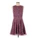 French Connection Casual Dress - Mini Crew Neck Sleeveless: Burgundy Dresses - Women's Size 8