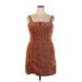SO Casual Dress - Mini Square Sleeveless: Brown Solid Dresses - Women's Size 2X-Large