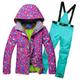 YANHAO Warm Snowsuit Ski Jacket Pants Set, Waterproof Sportwear Female Ski Suit Women Winter Ski Wear Jacket Strap Pants Snow Jacket And Pants (Color : 3, Size : M)