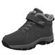 Winter Shoes Men's Non-Slip Lined Snow Boots Hiking Shoes Barefoot Shoes Winter Winter Boots Outdoor Men's Shoes Short Shaft Trainers Men's Thickened Leather Boots Fashion Slip-On Boots, 03 Grey, 9.5
