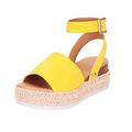 Sandals for Women Dressy Summer Wedge Sandals Casual Open Toe Rubber Sandals Ankle Women's Wedge Studded Sole Strap Women's Sandals Womens Walking Sandals Platform Sandals Face S Sandals (Yellow, 6)