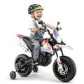 Maxmass Kids Electric Motorcycle, 12V Aprilia Licensed Battery Powered Electric Motorbike with Motor Bike, Music, Lights, USB, Wireless Function, Children Ride on Toy Car for 3-8 Years Old (White)